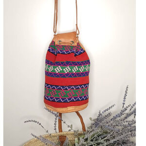 Southwestern Bucket Bag Woven and Leather